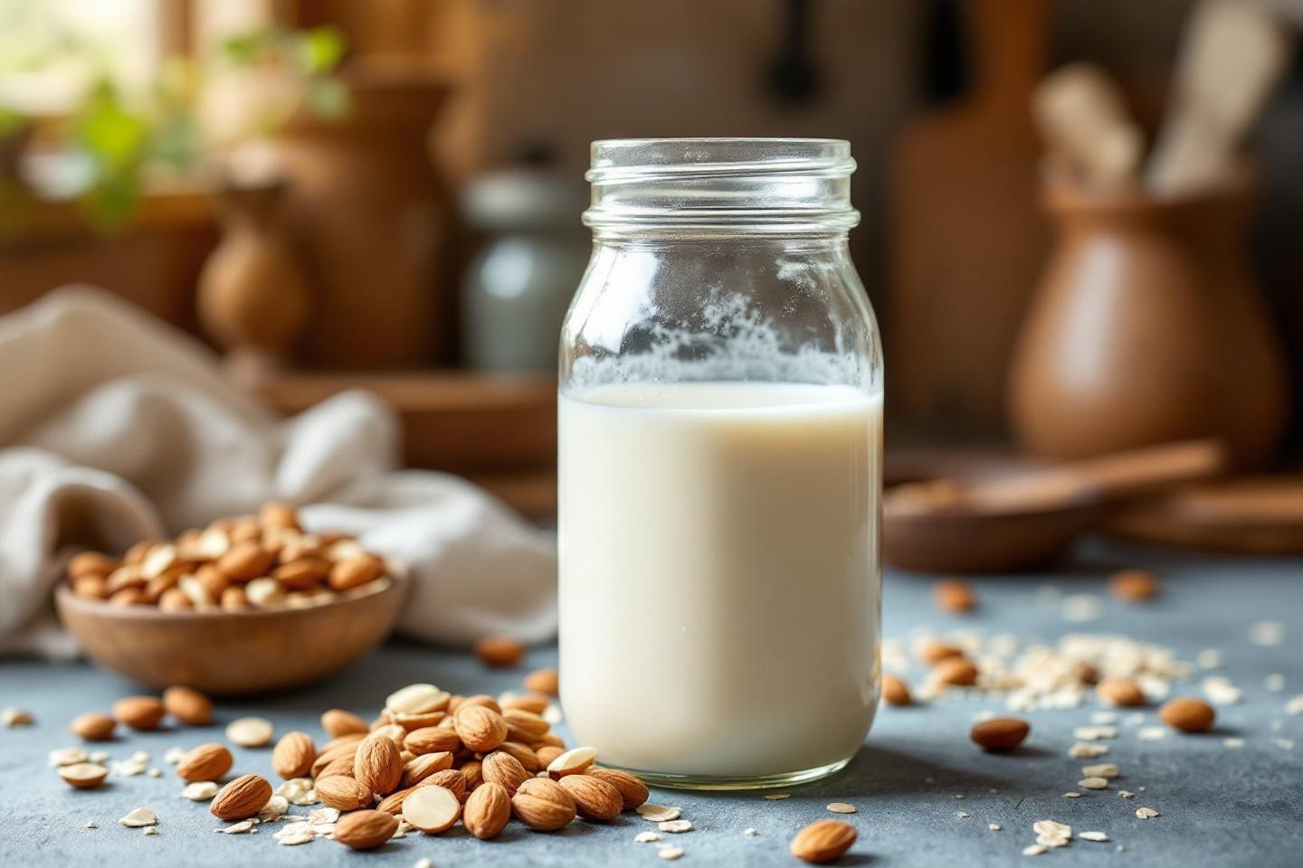 Recette de lait végétal maison aux amandes, avoine et noisettes