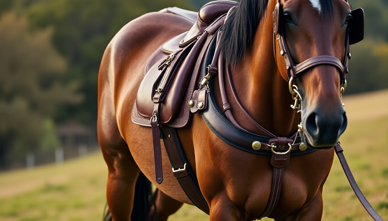découvrez notre harnais de marathon spécialement conçu pour cheval de trait, alliant robustesse et performance pour des compétitions réussies.