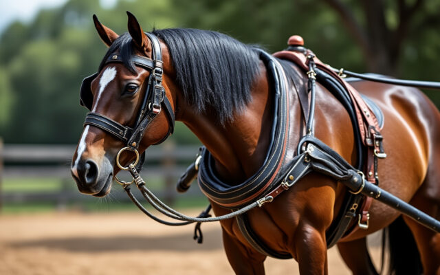découvrez notre harnais de marathon spécialement conçu pour les chevaux de trait, alliant robustesse et performance pour des compétitions réussies.